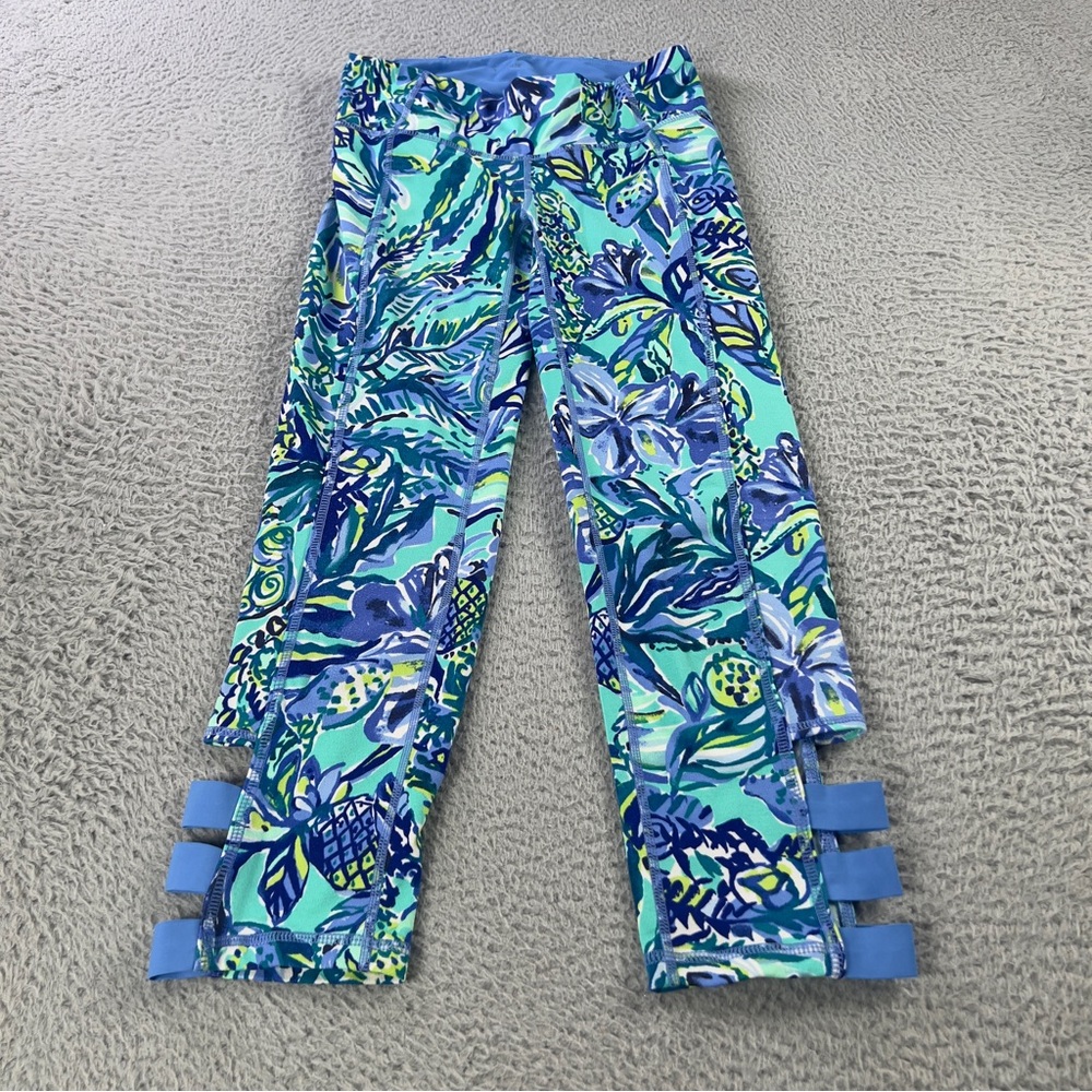 Lilly Pulitzer Luxletic Leggings Womens XS Blue Multicolor Weekender Croppped